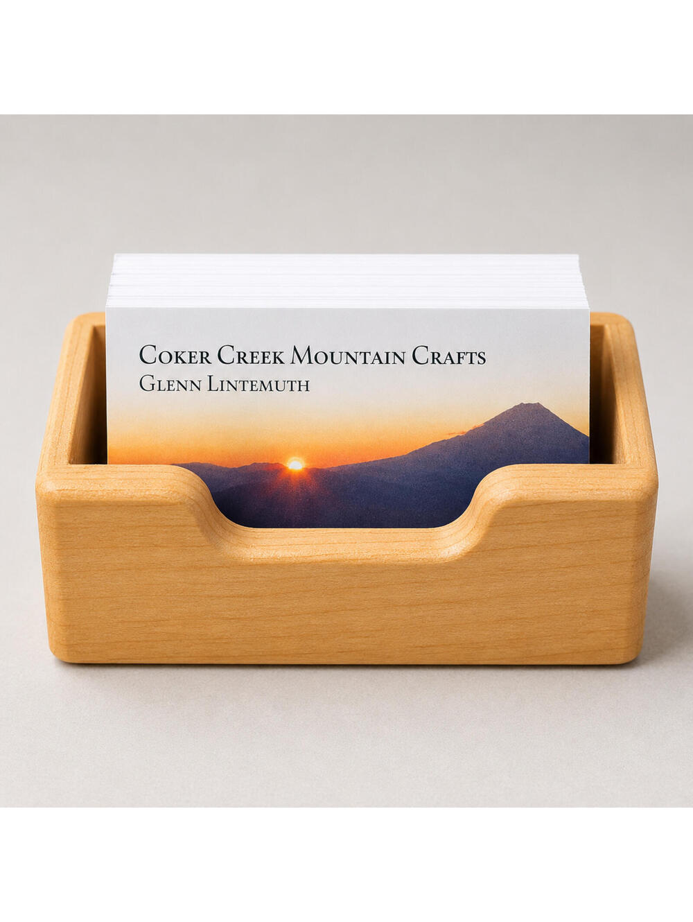 Handmade Wooden Business Card Holder Crafted in United States Office Desk Wood